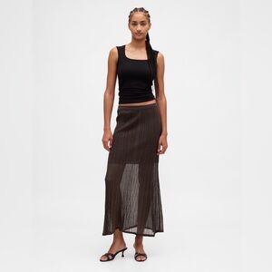 Ribbed Sheer Maxi Skirt